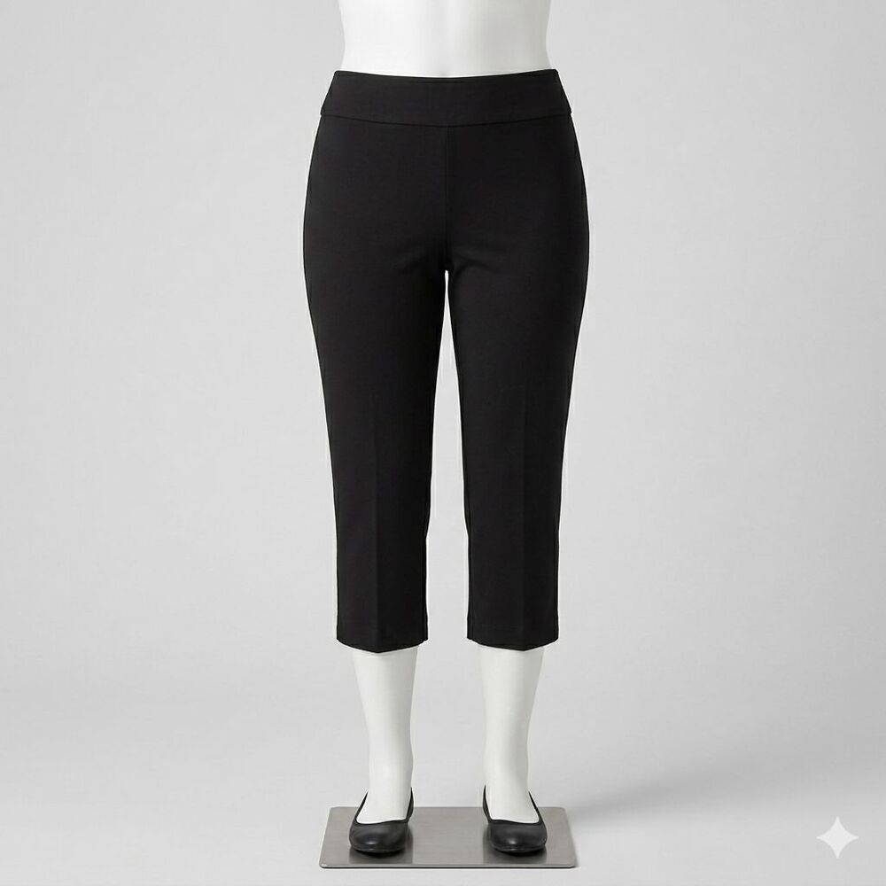 Ruby Rd Women's Black Stretch Straight Pull On Capri 18W